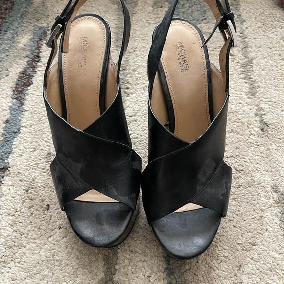 Michael Kors Black Leather Heeled Sandals - Picture 2 of 4